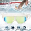 Adult Large Frame Waterproof Antifog Swimming Goggles Electroplate Plain Glass