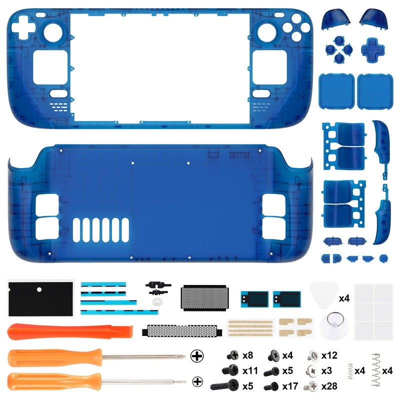 eXtremeRate Clear Blue Custom Faceplate Back Plate Shell for Steam