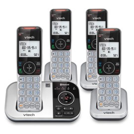 VTech VS112-4 Bluetooth 4 Handset Cordless Phone for Home with Answering Machine, Call Blocking, Caller ID, Intercom and Connect to Cell
