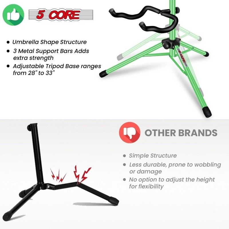 5 Core Guitar Stand Pair Floor Adjustable for Acoustic Electric