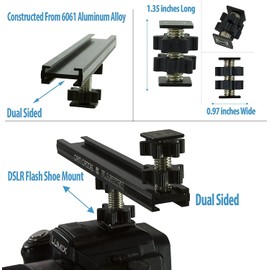6 Inch Cold Shoe Extension Bracket - Dual Sided Camera Flash Mount with D-Flashner Adapter by Cam Caddie - Black