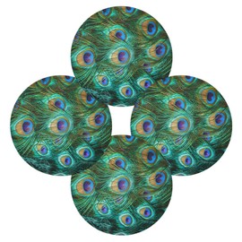 AUUXVA Round Placemat Animal Peacock Feather Polyester Heatresistant Table Place Mat for Kitchen Dining Table Decor, Set of 4