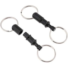 YangLand 2Pcs/Set Quick Release Keychain Pull-Apart Removable Keyring with Two Heavy Duty Split Rings Key Accessories (Black)