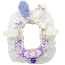 Ruffled Lace Trim Photocard Holder, Plush Badge Holder for ID, Credit, and Student Cards, 3 Inch, Clear Protective Sleeves Decorative (Purple)