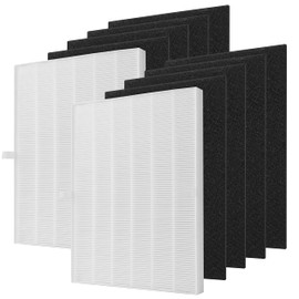 115115 Replacement A Size Filter, Compatible with Winix PlasmaWave 5300, 6300, C535, 5300-2, 6300-2, P300, AM90, 9000, 5000, 5000B, C909, 9800 Air Purifier, 2 True Hepa Filter + 8 Carbon Pre-Filter