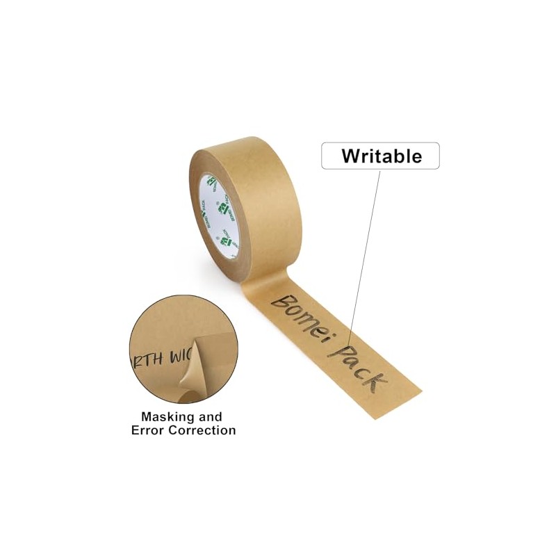 BOMEI PACK 6 Paquete de Cinta de Papel Kraft, Cinta