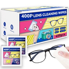 Glasses Cleaning Wipes, Pre-Moistened Lens Wipes, Suitable for Cleaning Glasses, Sunglasses, Cameras, Mobile Phones, Monitor Screens and Precision Surface Screens, Individually Packaged (400 Pieces)