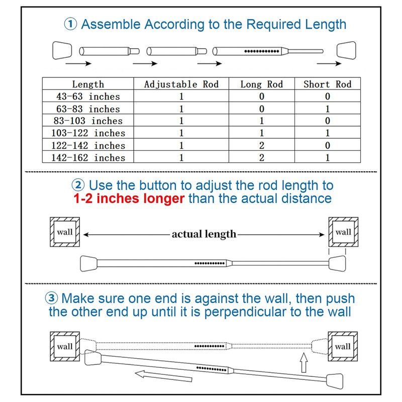 Ginbel Direct Tension Curtain Rod 43 to 122 Inches (3.6