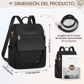 SDYSM Mochila Monedero para Mujeres, Moda Cuero Antirrobo Satchel Bolsos Impermeable Diseño Multiusos Daypack Señoras Convertible Viaje Colegio Hombro Bolsas, Negro