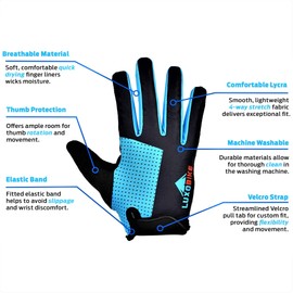 LuxoBike Guantes de ciclismo para bicicleta de montaña, guantes de ciclismo para hombres y mujeres, bicicleta de carretera – Almohadilla transpirable antideslizante absorbente de golpes – guante de reconocimiento táctil de dedo completo
