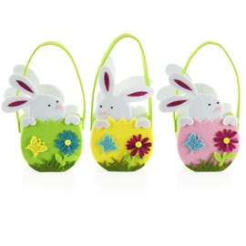 com-four® Felt Easter Basket for Filling - Felt Bag Easter Bunny for Gift - Easter Decoration - Spring Decoration - Easter Nest - Easter Bunny.