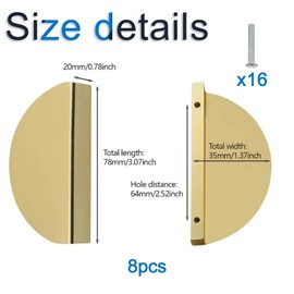 INCREWAY Half Moon Drawer Pulls,8PCS Aluminum Alloy Cabinet Pulls Semicircle Knobs Decorative Door Knobs (Gold)