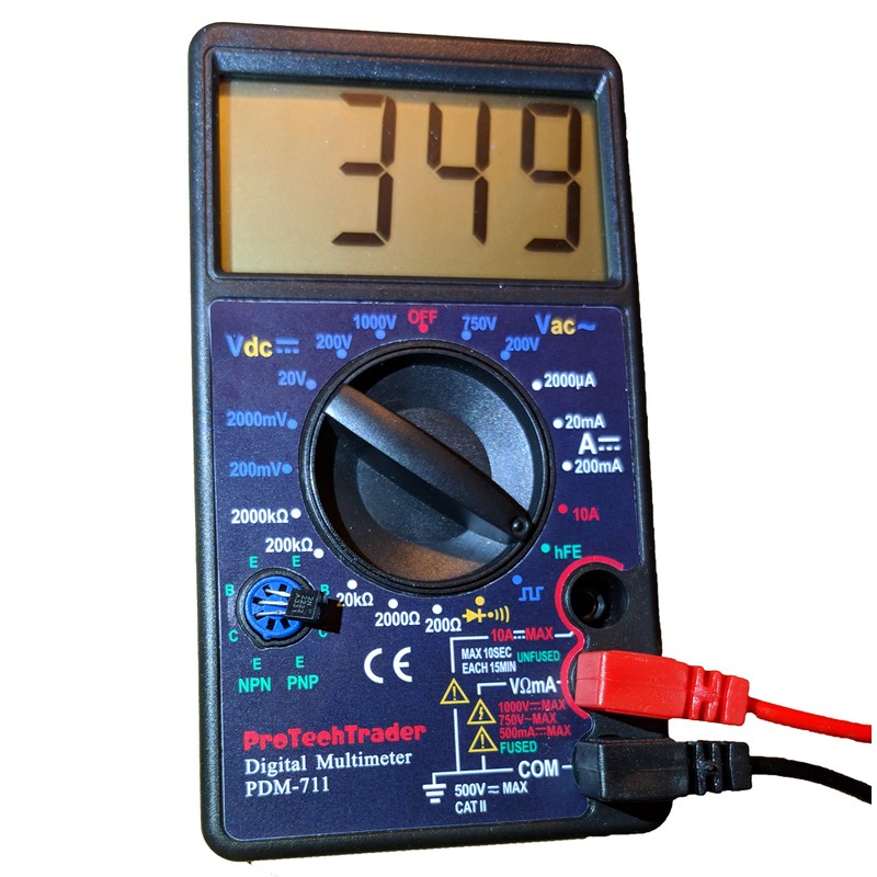 Large Screen Multimeter - Volts Ohms Amps Transistor (hFE) Square
