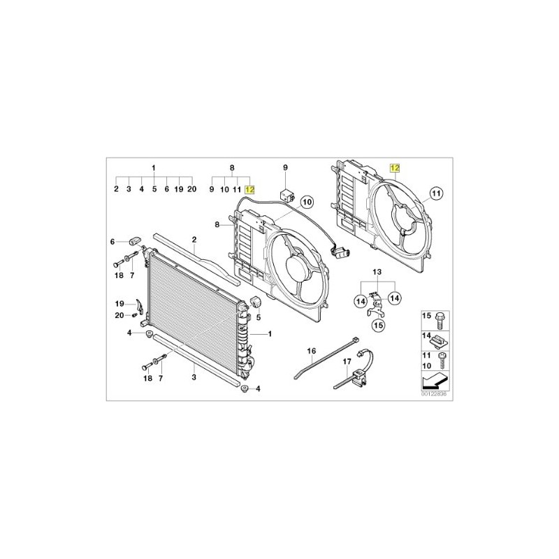 MINI R50 R53 Engine Cooling Fan Shroud Housing 1475577 Genuine