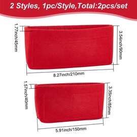 WADORN 2 Styles Handbag Felt Organizer Insert, Tote Bag Organizer Insert with Zipper Bag in Bag Divider Organizer Soft Multiple Pockets Compartments Bag Interior Insert Accessories for Women, Red