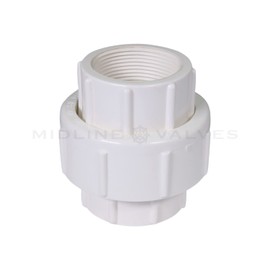 Midline Valve PVC Union Coupling Pipe Fitting 3/4'' FIP White Plastic (592DV034)