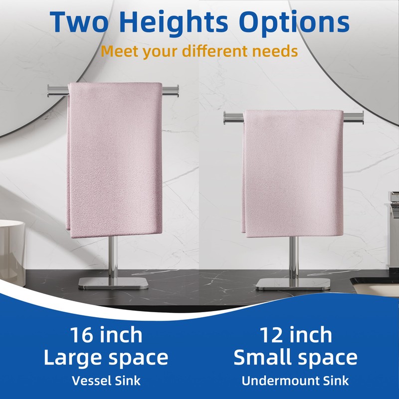RUACQ T-Shape Hand Towel Holder Stand, 12inch Weighted Base Towel