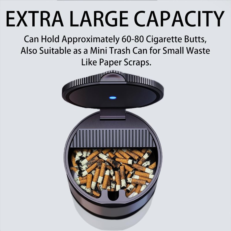 Tmengdao Car Ashtray with Lid,Smokeless Ashtray for Cup Holder Smell