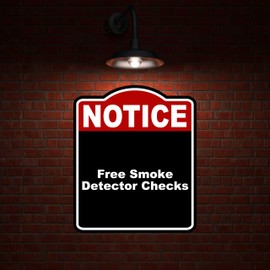 Free Smoke Detector Checks Notice Red Black Aluminum Composite Sign 15 x 18 inches