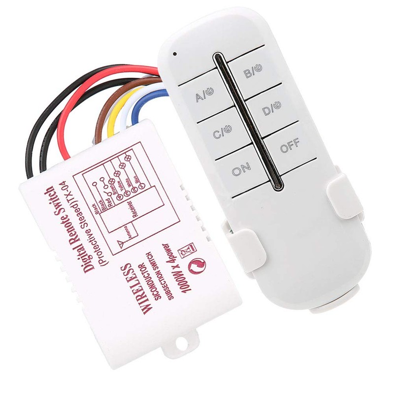 RF Remote Control Switch 1/2/3/4 Ways On/Off AC180-240V 1000W Wireless