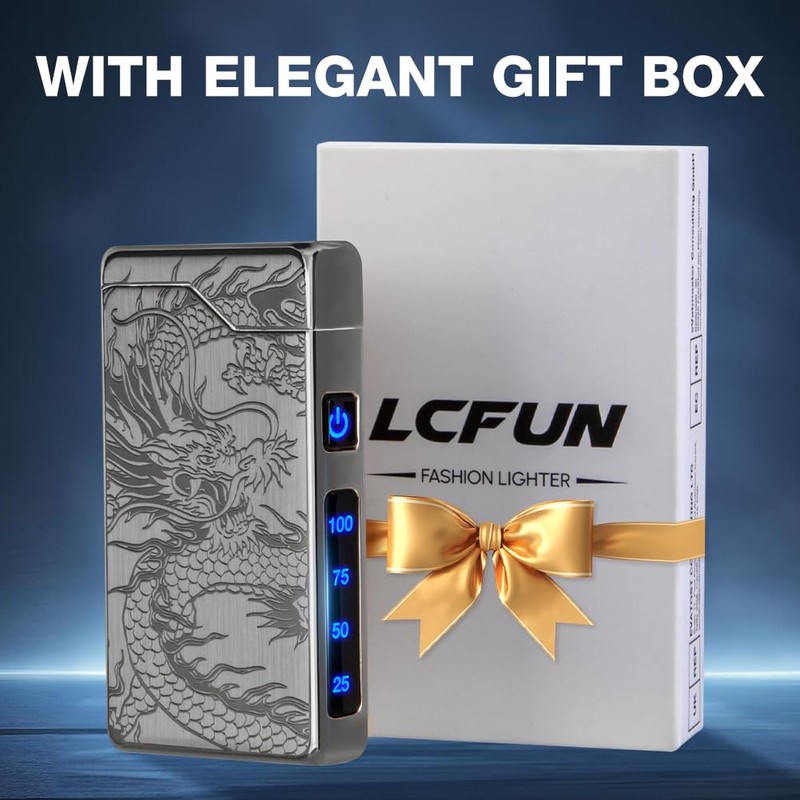 LcFun Electric Lighter - USB Rechargeable, Dual Arc Plasma Lighter,