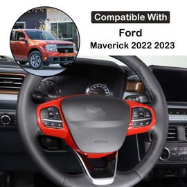 Car Steering Wheel Button Frame Cover Trim Compatible with Ford Maverick 2022 Aunginsy Car Steering Wheel Button Panel Protection Frame Cover ABS Red Interior Decorative Accessories