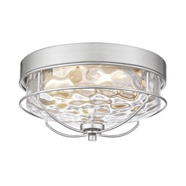 Modern Flush Mount Ceiling Light, HWH 2-Light 12 Inch Brushed Nickel Close to Ceiling Light Fixtures with Water Ripple Hammered Glass for Kitchen Bedroom Foyer, 5HTJ7WG-F BN