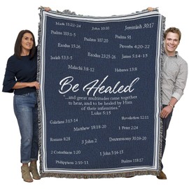 Pure Country Weavers Be Healed - Scriptures Blanket - Gift Tapestry Throw Woven from Cotton - Made in The USA (72x54)