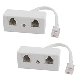 RJ11 6P4C Telephone Splitter 2 Way Female to Male Adapter Converter Line Cables, RJ11 US Telephone Plug to RJ11 Wall Socket Jack Case Separator Connector For Landline(2 of Pack)