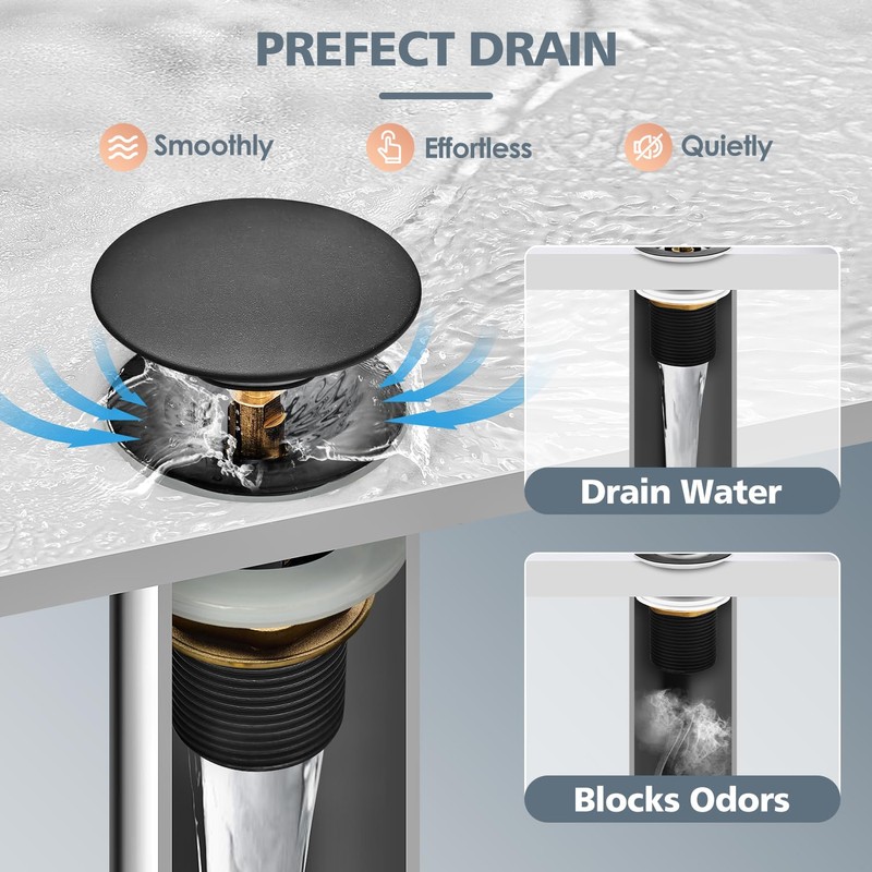 UZLEZ Brass Freestanding Tub Drain, Pop Up Freestanding Tub Drain
