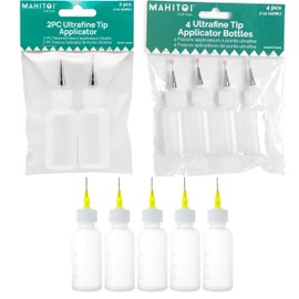 MAHITOI™ Ultra-fine Tip Applicator Bottles, Clear, for storing & applying craft supplies & mediums like glitter, glue, paint, stains, inks - Creative Crafter (2, CT1008, Round, 20, Milliliters)