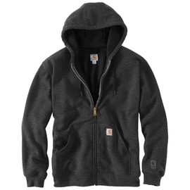 Carhartt Men's Rain Defender Rutland Thermal Lined Hooded Zip Front Sweatshirt, Carbon Heather, Medium