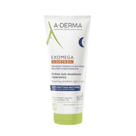 A-DERMA Exomega Control Crema Emoliente Anti-comezn Nocturna para Pieles Secas con Tendencia Atpica, Hidratante Reparadora, 200 ml                    