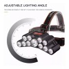 Dolores Lampara Táctica Cabeza Recargable Usb 11 Led Linterna Minera