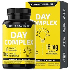 Nootropico Day Complex con Vitaminas, Minerales y Aminoácidos- Contiene Omega 3, L -Triptófano, Colina, Acetil L-Carnitina, L-Teanina- Suplemento