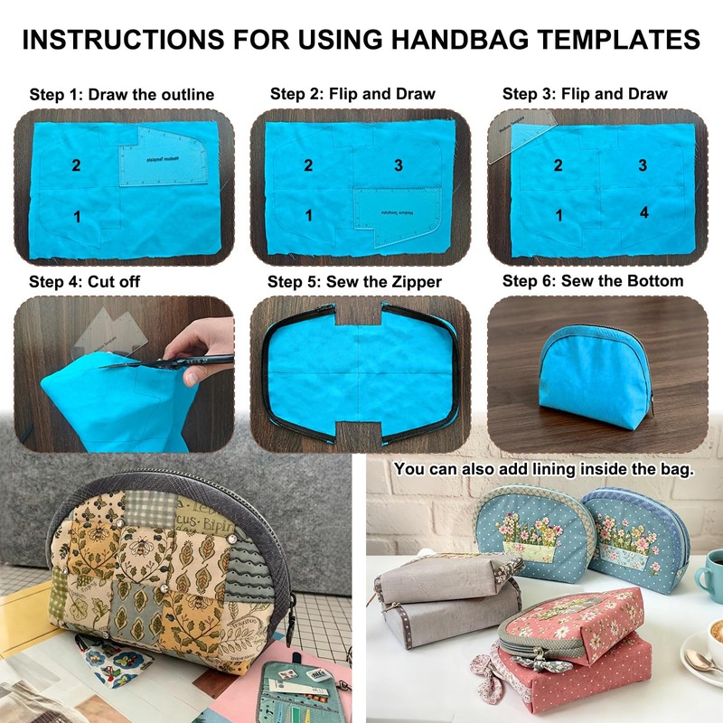 IJIJIJ 5Pcs Boxy Bag Making Templates for DIY Sewing Enthusiast