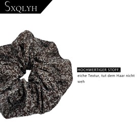 SXQLYH Floral Fabric Hair Bobbles Soft Comfortable Large Hair Scrunchie Elastic Band 18 cm Scrunchies Ponytail Holder Hair Bobble for Women Thick Long Hair (Brown)