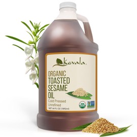 Kevala Organic Toasted Sesame Oil - 64 fl oz - 1/2 Gallon – Cold Pressed – Cooking Oil – Roasted Sesame Seeds - Unrefined