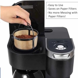 For BLACK+DECKER, for mr. coffee,, mr coffee, mr. coffee,, black & decker, black and decker 2pcs Stainless Steel Reusable Coffee Filter Basket 8-12 Cup Permanent Fit Most