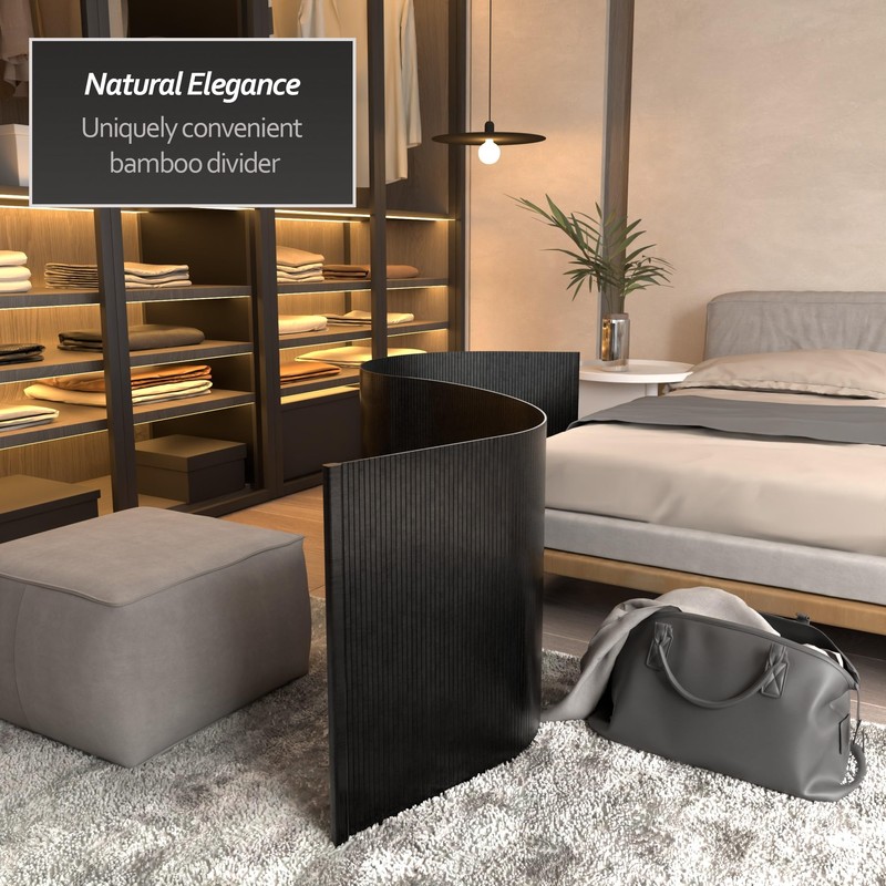 Red Lantern 2 ft. Short Bamboo Wave Screen - Black