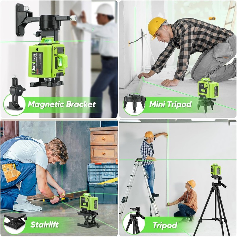 Laser Level 360 Self Leveling with Tripod,CinusLinus 4D Lazer Level,4x360°