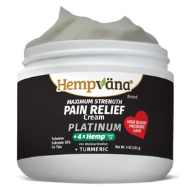 Hempvana Platinum Maximum Strength Relief Cream 4X Hemp for Muscles, Joints, Back, Knees, Shoulders, Neck, Elbows, Hands, Feet. AS-SEEN-ON-TV. Odor-Free, Non-Greasy, Quickly Absorbs, 4X More Hemp