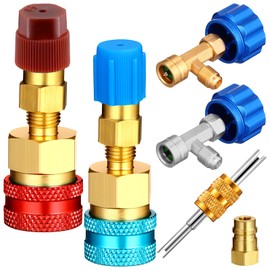 DaisyInner 8 Pcs Quick Couplers Connectors Kit High/Low Side R1234yf to R134a Quick Coupler Adapter, Can Tap and Self Sealing/Puncture Can Tap with Tank Adapter for Car Conditioner Ac Charging