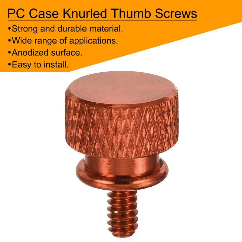 sourcing map 12pcs UNC6-32x6.5mm Knurled Thumb Screw Computer Case Threaded