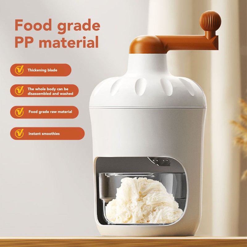 Portable Ice Crusher PP Manual Shaved Snow Cone Machine DIY