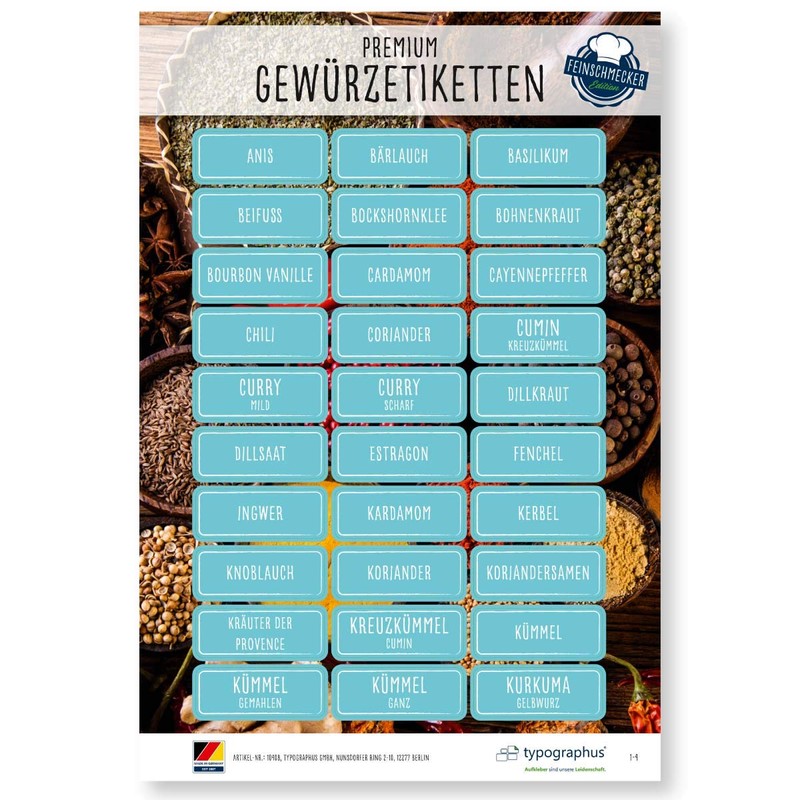 Spice Labels Feinschmer Edition 2019 – 117 Spice Stickers, Flour