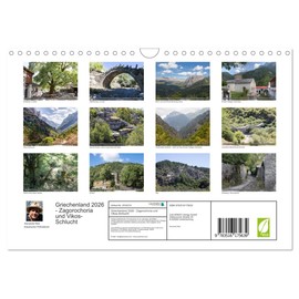 Greece 2026 - Zagorochoria and Vikos Gorge (Wall Calendar 2026 DIN A4 Landscape), CALVENDO Monthly Calendar: Greece's Green Northwest in Pictures (CALVENDO Places)