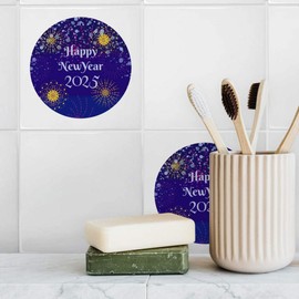 'Happy New Year Fireworks' 108mm Square Ceramic Tile (TD00031217)