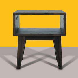 Acacia Serena Nightstand Solid Wood Nightstand with Open Storage Shelf, Wood Bedside Table, Night Stands for Bedroom - Mocha