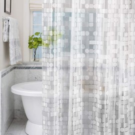 LEMON CLOUD Shower Curtain, PEVA Waterproof and Mould Resistant, Weighted Hem Bathroom Curtains with 3 Magnets and 12 White Plastic Hooks (Cobblestone, 180x200 cm)